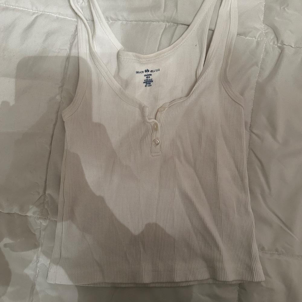 brandy melville white button tank top